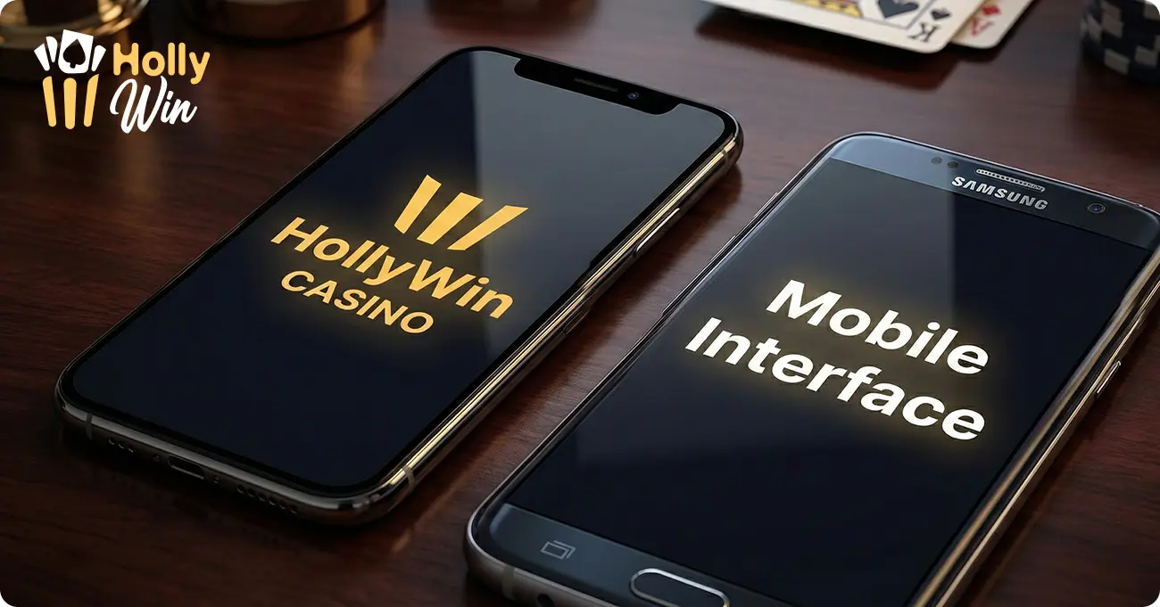 HollyWin mobile version and its interface